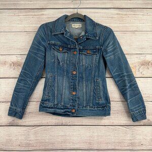 Madewell Trucker Denim Jean jacket Women's Size XXS Blue Medium‎ Wash Denim